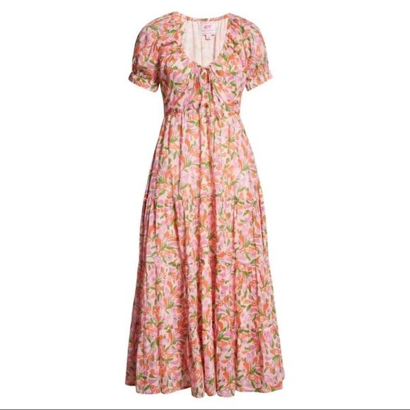 Banjanan Norma Mini Bloom Rose Midi Dress in Size Small - Picture 2 of 14